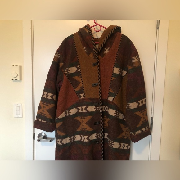 VINTAGE BLANKET COAT CB CANVASBACKS L XL WESTERN WOOL WOVEN - Picture 3 of 16